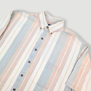 Vintage Pendleton Button Up Shirt Mens XL Multi Color Striped Short Sleeve USA